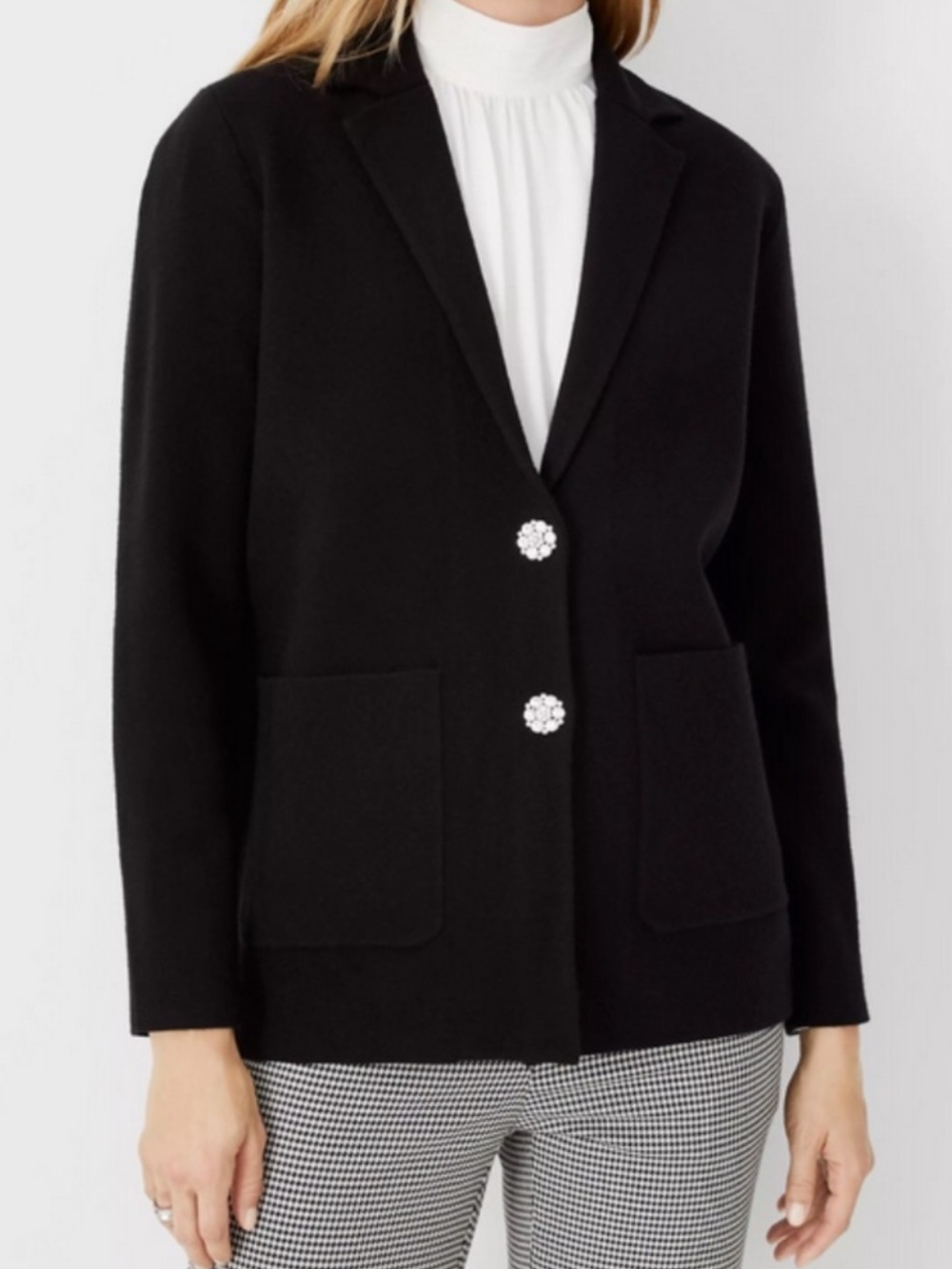 ANN TAYLOR Jeweled Button Sweater Blazer Size L